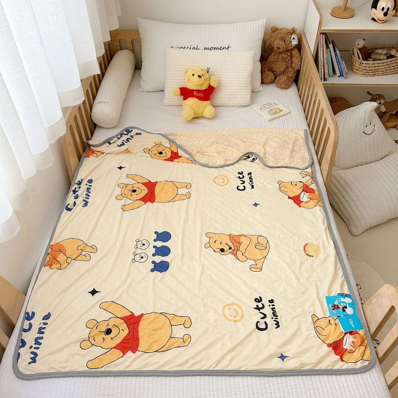 Summer children's cartoon bamboo fiber cool silk blanket infant car cover blanket baby hug blanket machine washable air conditioning blanket