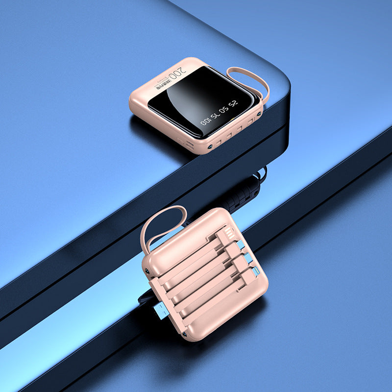 Mini power bank with built-in cable 20000 mAh large capacity small and convenient gift mobile power wholesale printing