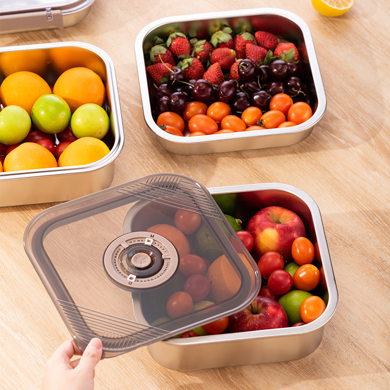 Stainless steel square multi-capacity fresh-keeping box Sealed vacuum fresh-keeping box