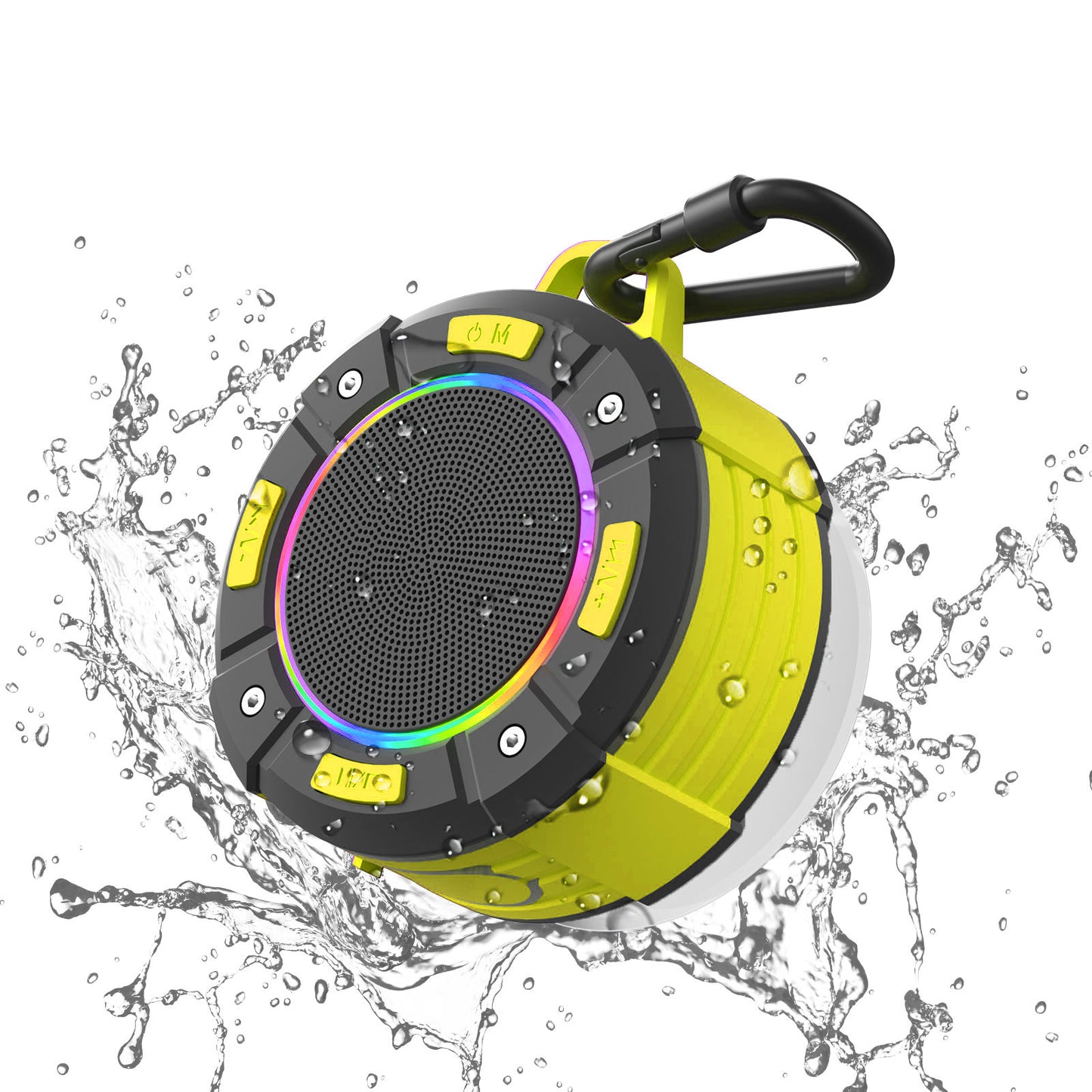 Cross-border round large suction cup mini Bluetooth speaker outdoor cycling portable small speaker subwoofer hook color light