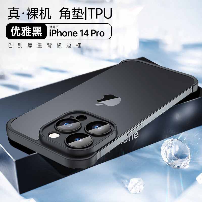 Suitable for iphone14pro with glass lens film mobile phone case Apple 13promax corner pad tpu borderless