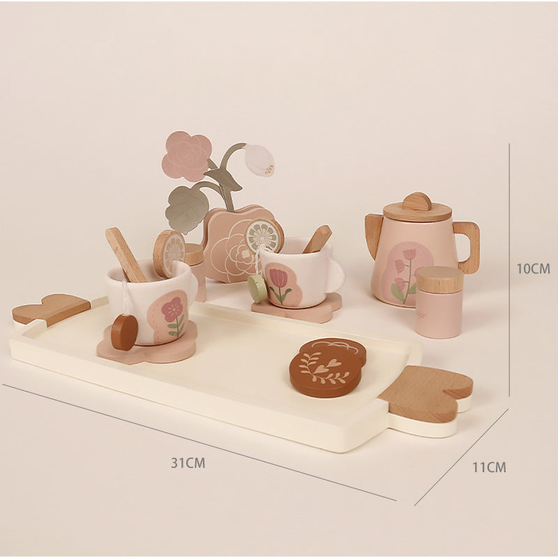 Children's simulation house tea set dessert set kindergarten playground role play early education wooden toys
