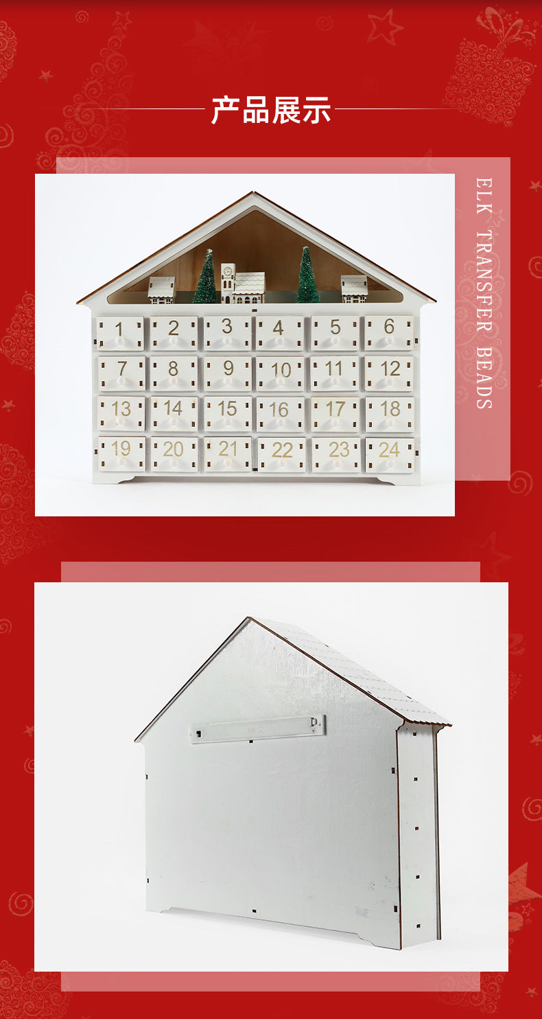 White 24-day countdown calendar Christmas digital calendar ornaments Christmas decorations home crafts ornaments