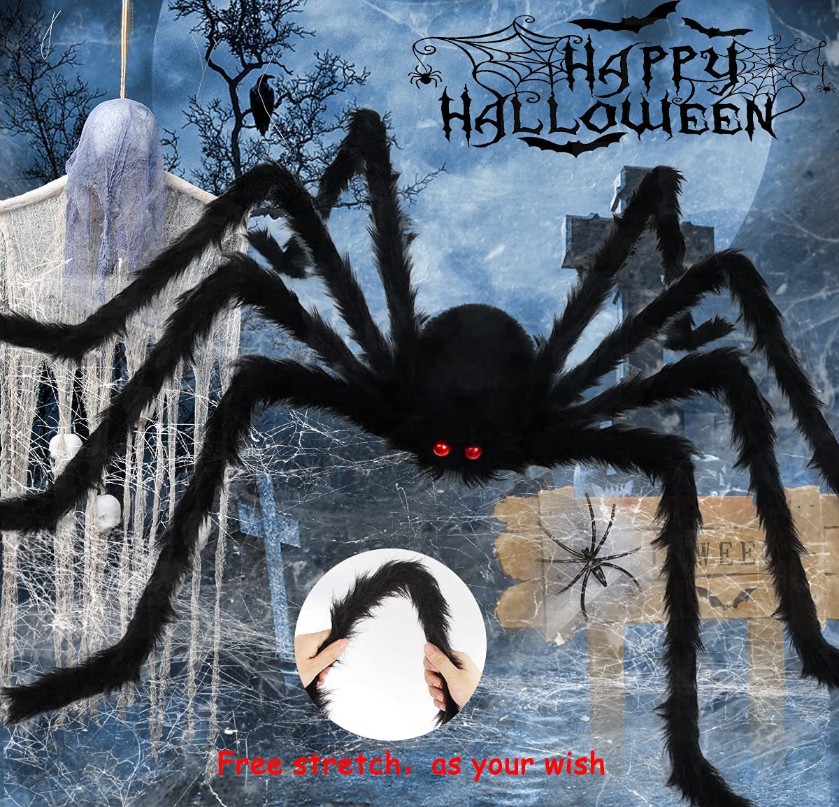 Spider Web Glowing Extra Large Spider Halloween Decoration Props Party Secret Room Tricky Simulation Plush Spider Wholesale