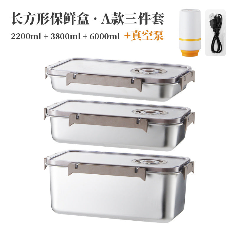 Stainless steel fresh-keeping box, large capacity, multi-purpose sealing buckle, leak-proof refrigerator fresh-keeping box