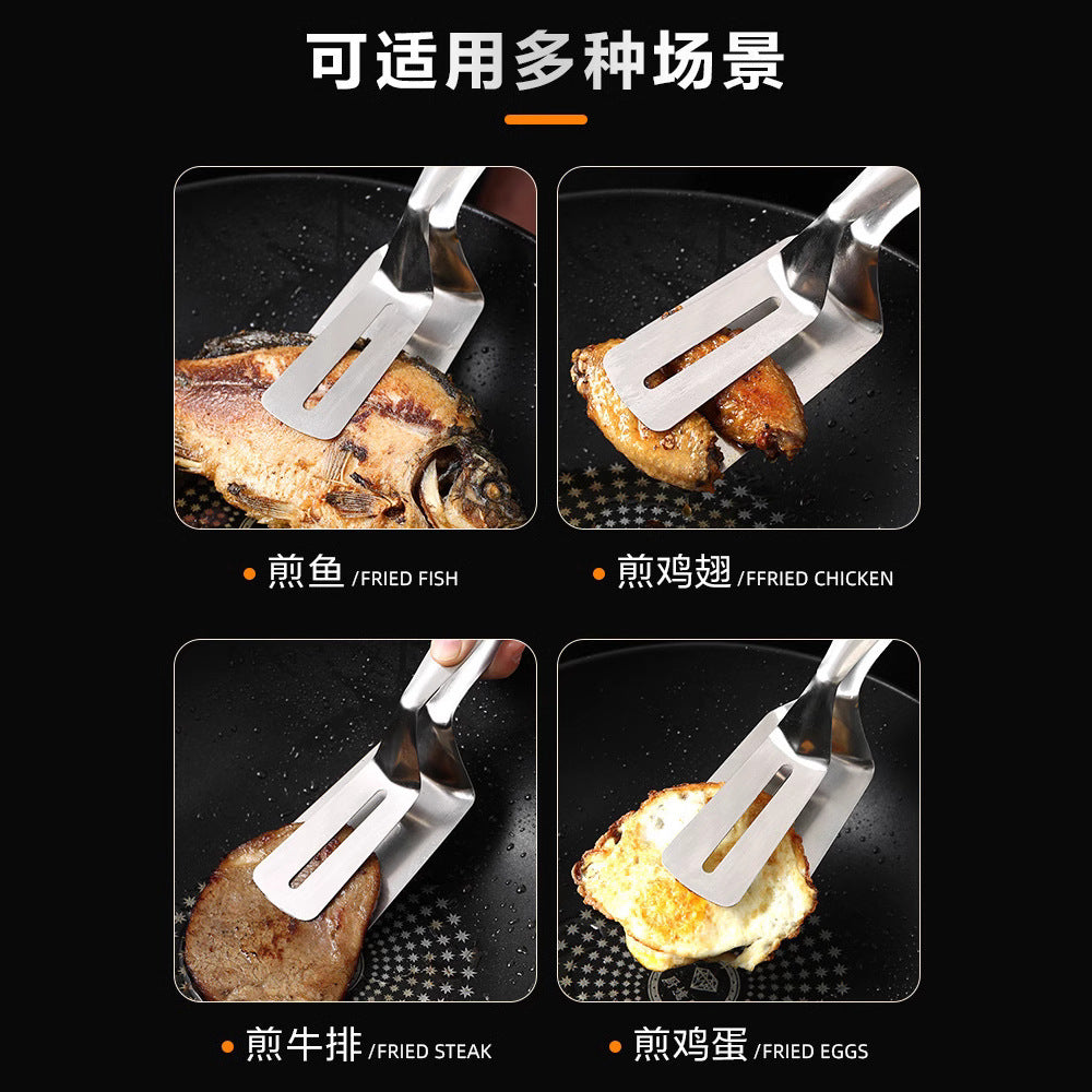 Multifunctional stainless steel frying spatula clip barbecue clip thickened steak clip fried fish spatula barbecue clip kitchen frying spatula