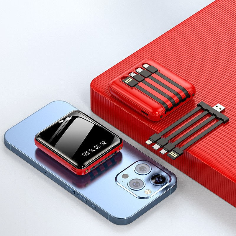 Mini power bank with built-in cable 20000 mAh large capacity small and convenient gift mobile power wholesale printing