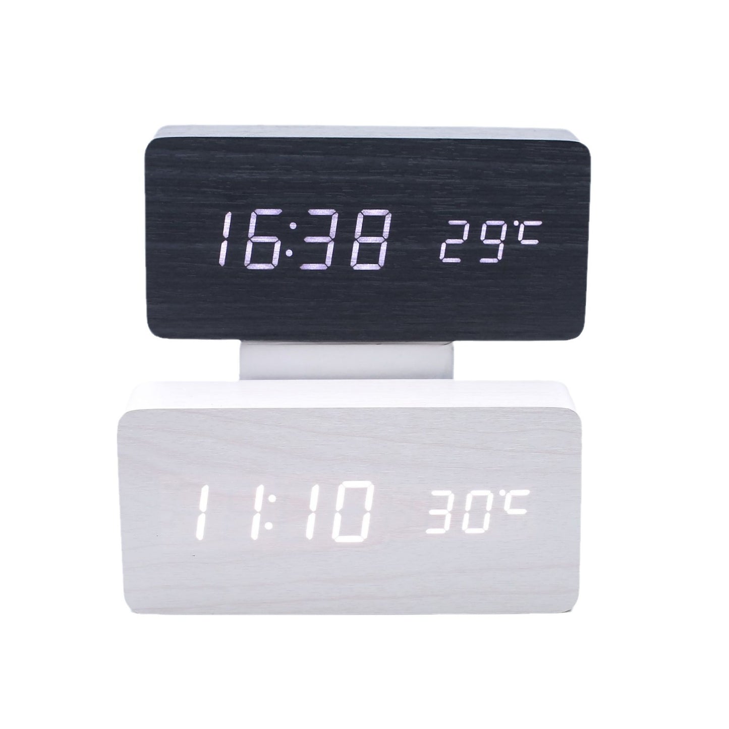 Creative multifunctional voice-controlled wooden clock, simple wooden clock for home, multifunctional electronic clock for student gifts