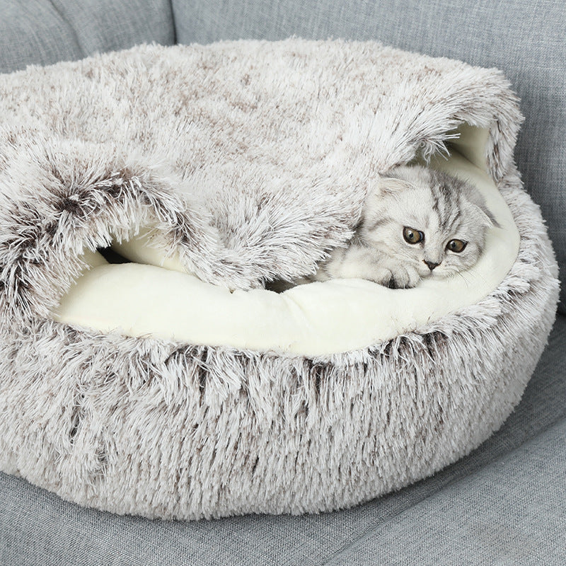 Winter warm shell nest semi-enclosed cat nest dog nest pet crystal velvet shell cat nest semi-enclosed dog nest