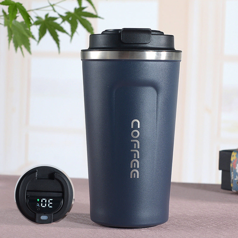 Cross-border 304 vacuum insulated stainless steel coffee cup double-layer car cup spray-coated promotional gift with printed logo