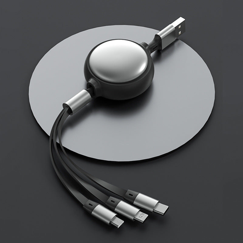 Macaron retractable one-to-three charging cable 1.2m suitable for Apple Android 3A fast charging TYPE-C three-in-one charging cable