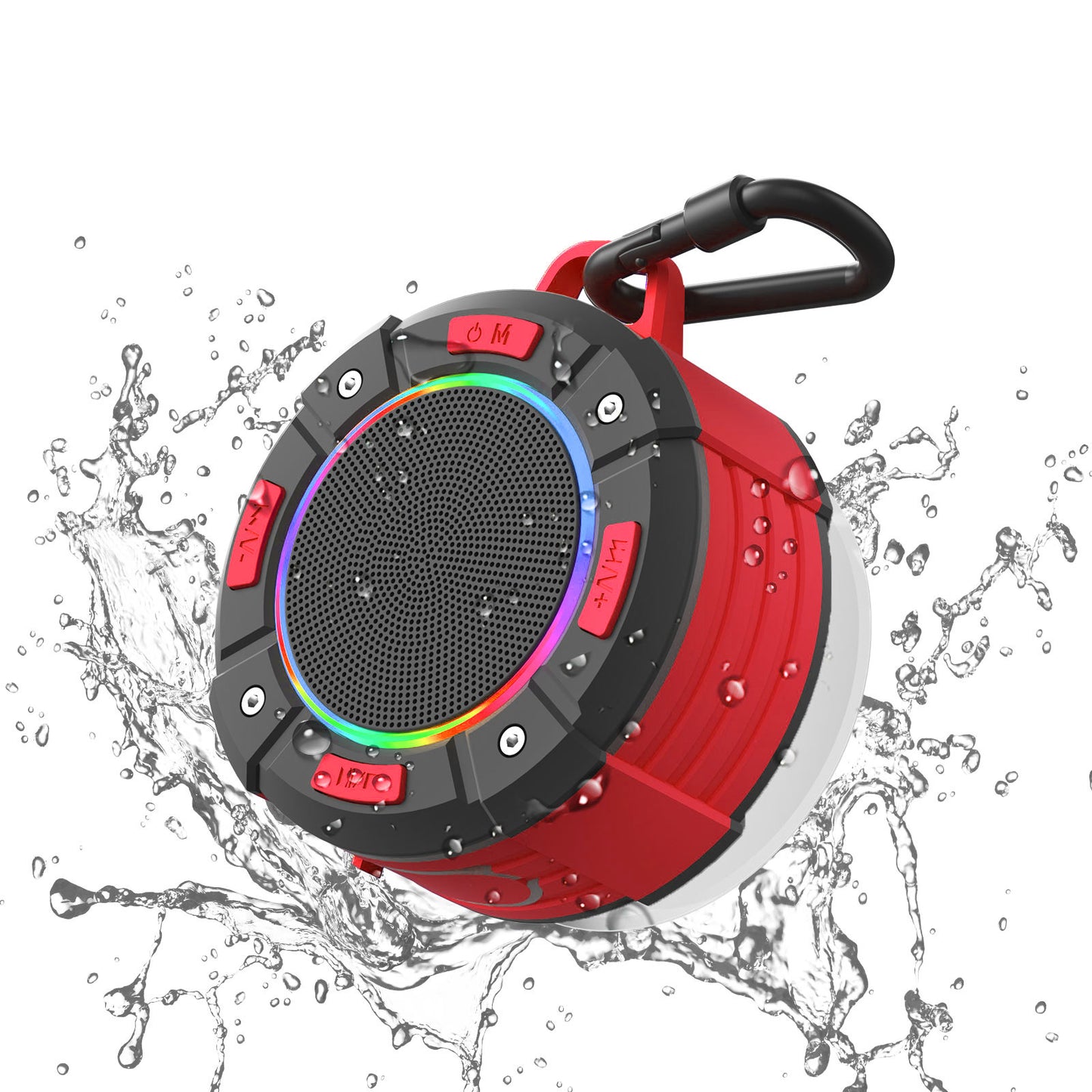 Cross-border round large suction cup mini Bluetooth speaker outdoor cycling portable small speaker subwoofer hook color light