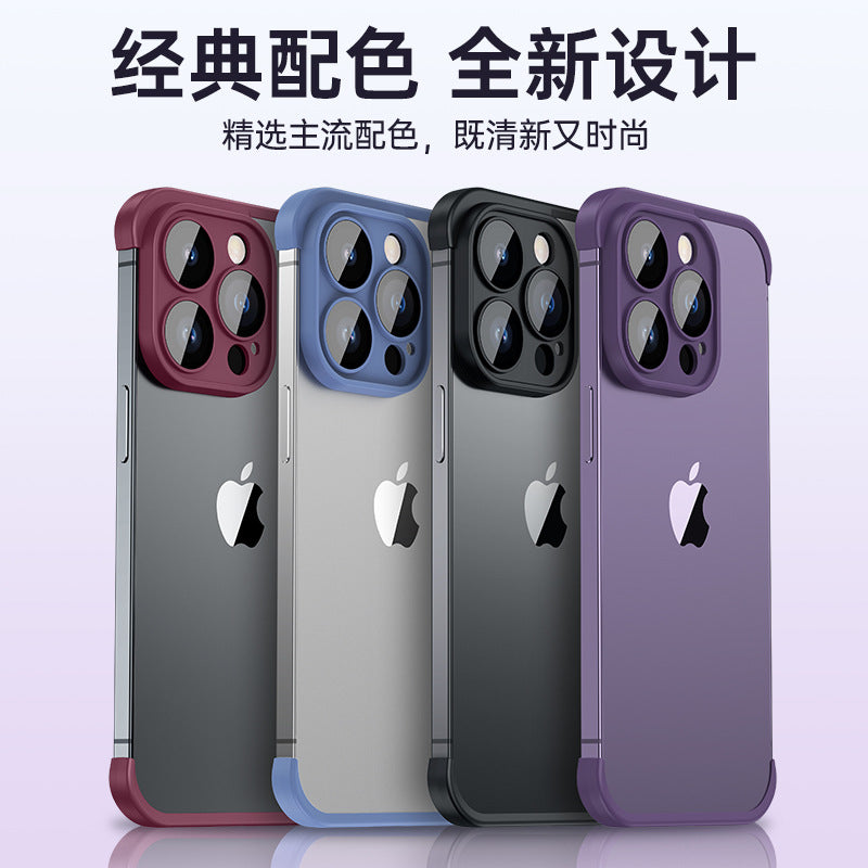 Suitable for iphone14pro with glass lens film mobile phone case Apple 13promax corner pad tpu borderless