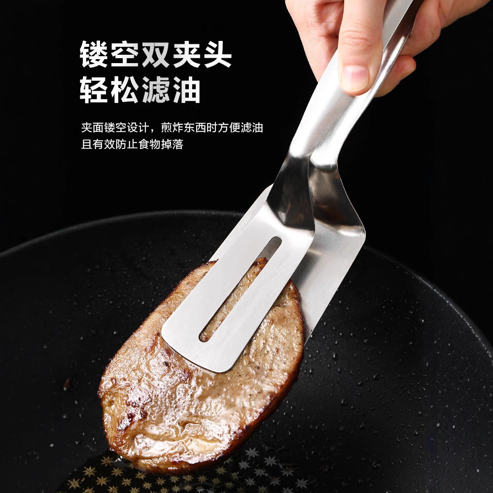 Multifunctional stainless steel frying spatula clip barbecue clip thickened steak clip fried fish spatula barbecue clip kitchen frying spatula