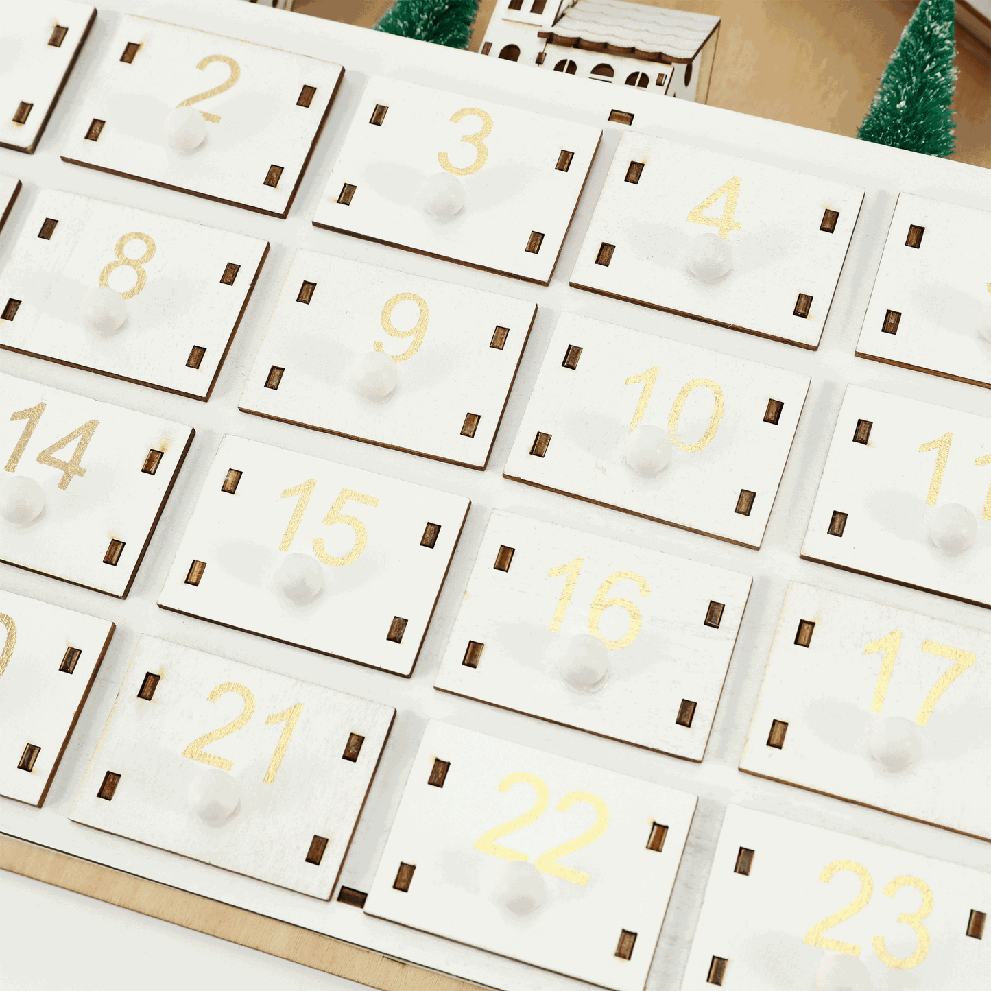 White 24-day countdown calendar Christmas digital calendar ornaments Christmas decorations home crafts ornaments