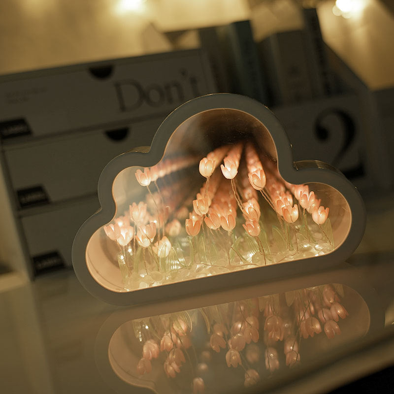 Tulip cloud mirror creative night light gift Christmas holiday gift girlfriend girlfriend atmosphere handmade ornaments