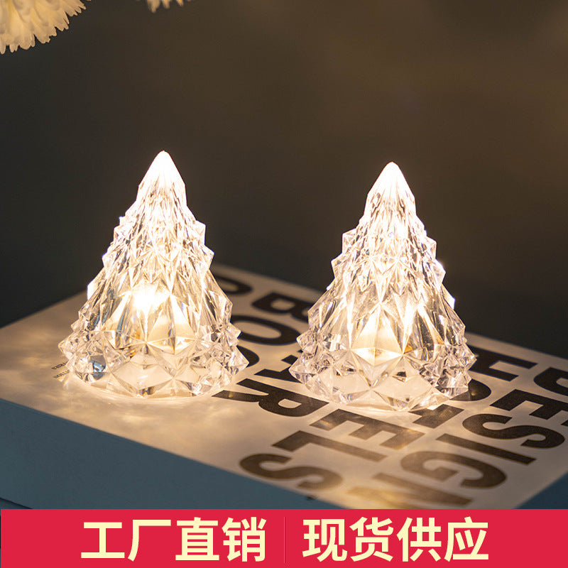 Wholesale christmas decorations diamond crystal atmosphere lights restaurant decorations acrylic led christmas tree night lights