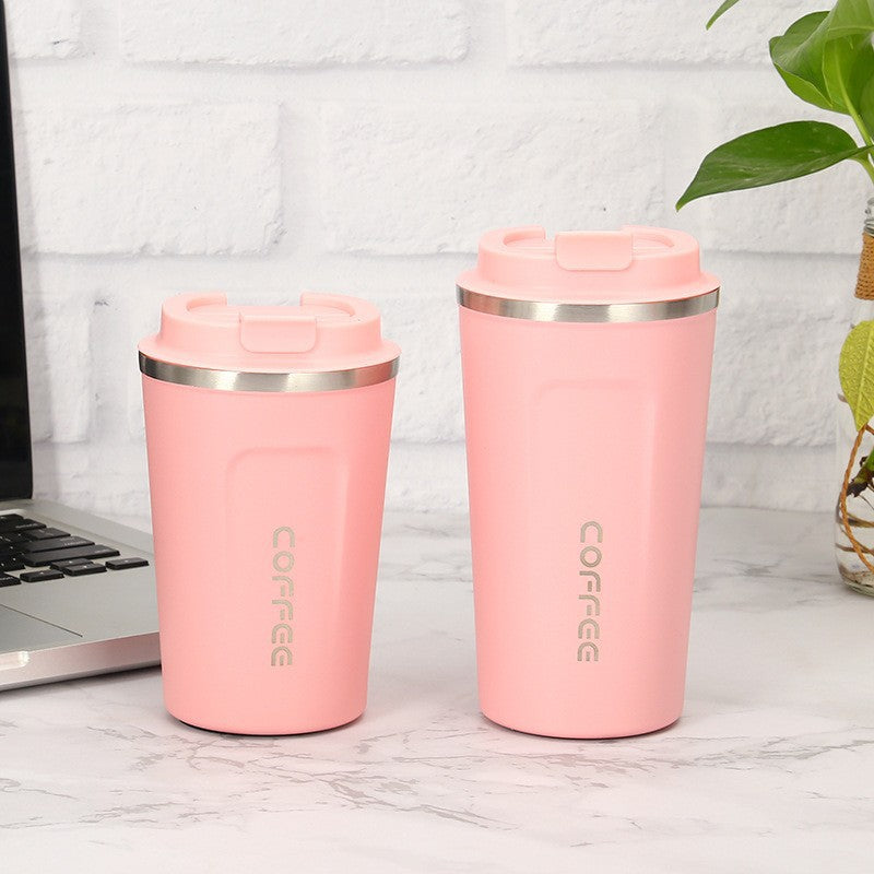 Cross-border 304 vacuum insulated stainless steel coffee cup double-layer car cup spray-coated promotional gift with printed logo