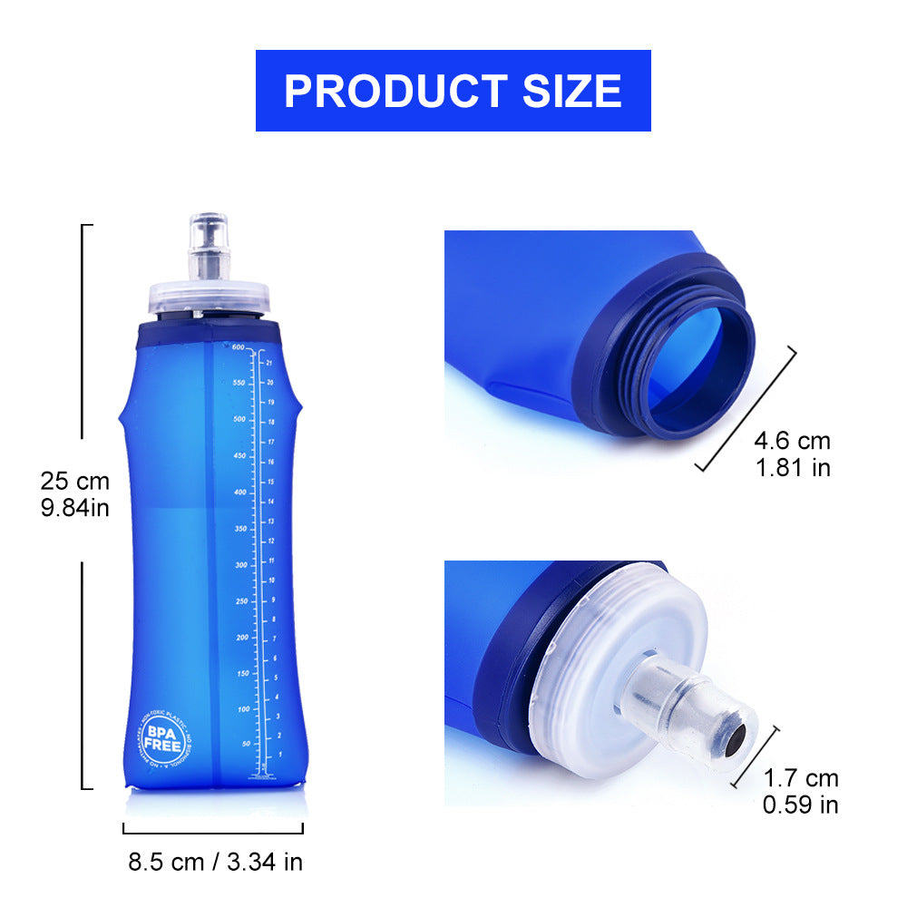 Widesea outdoor sports soft water bag TPU environmentally friendly material water bottle 600ML foldable sports drinking water bag