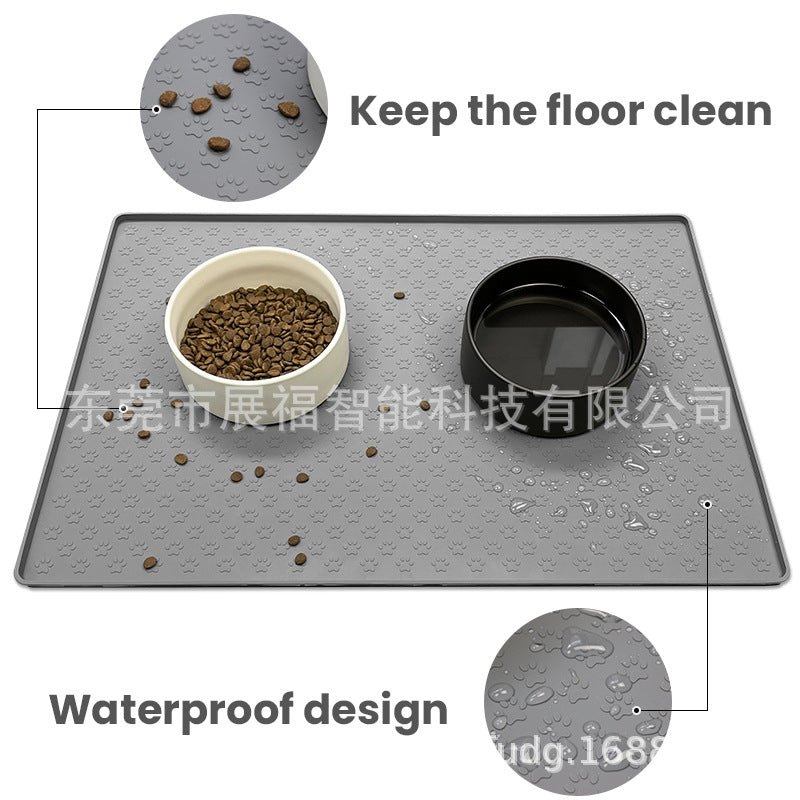 Amazon pet placemat dog food bowl mat cat feeding mat cat and dog paw print drinking water feeding mat silicone waterproof bowl mat