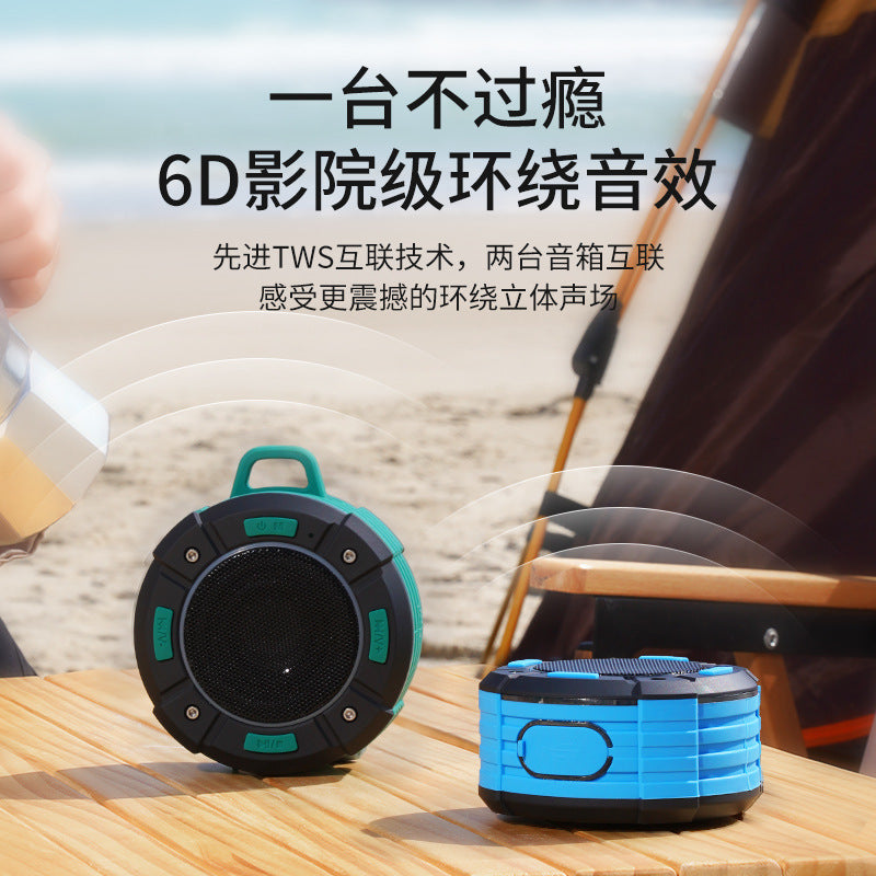 Cross-border round large suction cup mini Bluetooth speaker outdoor cycling portable small speaker subwoofer hook color light