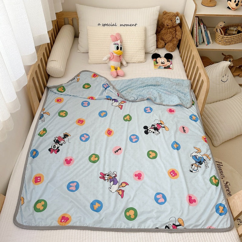 Summer children's cartoon bamboo fiber cool silk blanket infant car cover blanket baby hug blanket machine washable air conditioning blanket