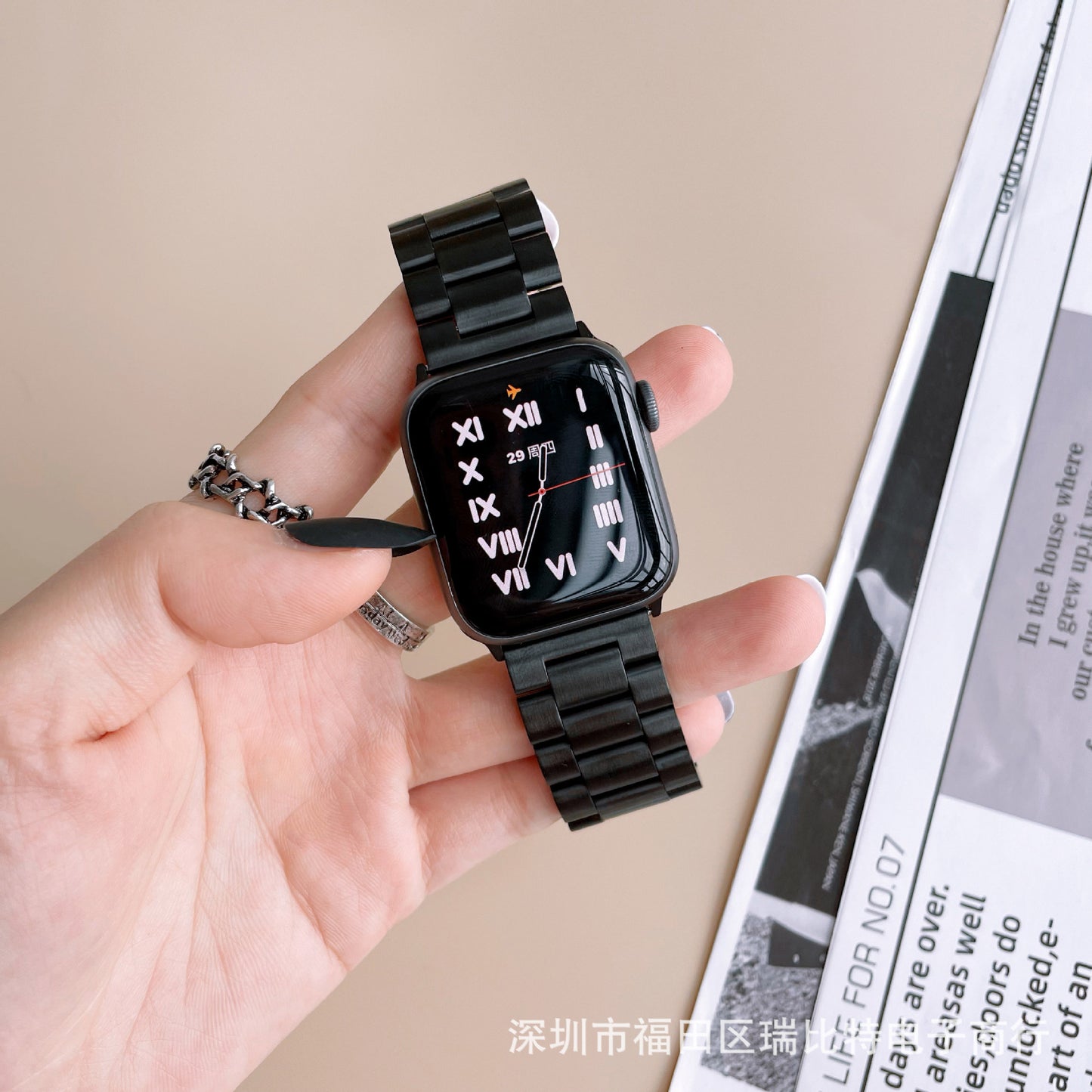Suitable for Apple Watch 7 Apple Watch iwatch654321SE Metal Strap Stainless Steel Strap Chain