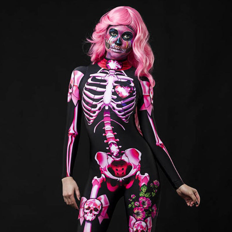 FC635 Spot Explosive 2022 Amazon Halloween Costume European and American Ball Skeleton Parent-Child Dress Jumpsuit Female