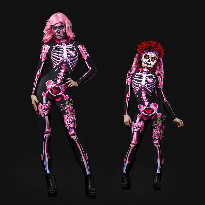 FC635 Spot Explosive 2022 Amazon Halloween Costume European and American Ball Skeleton Parent-Child Dress Jumpsuit Female