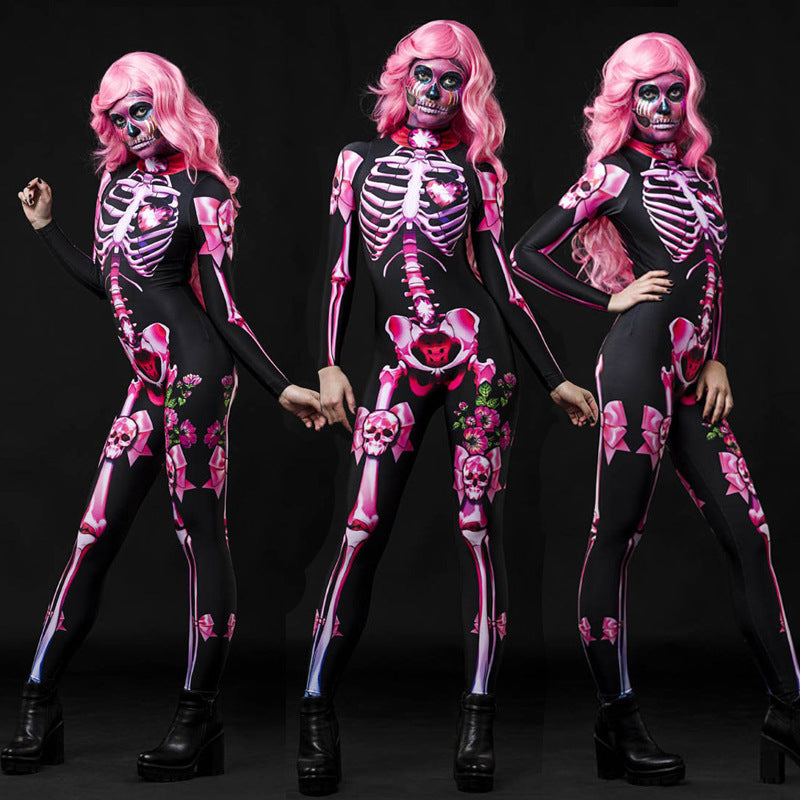 FC635 Spot Explosive 2022 Amazon Halloween Costume European and American Ball Skeleton Parent-Child Dress Jumpsuit Female