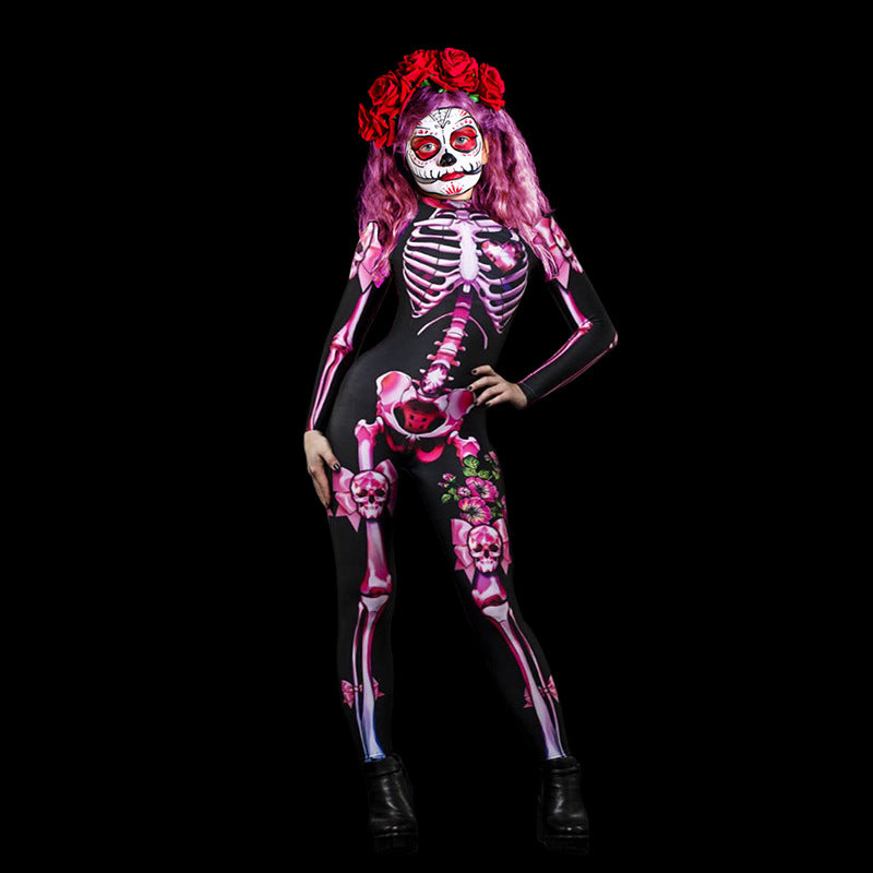 FC635 Spot Explosive 2022 Amazon Halloween Costume European and American Ball Skeleton Parent-Child Dress Jumpsuit Female