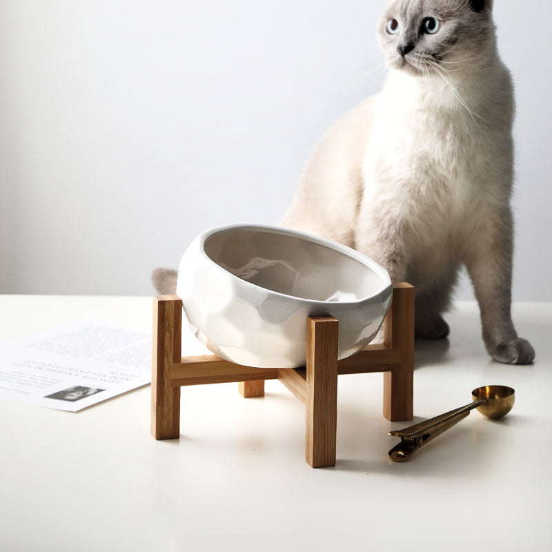 Pet bowl oblique cat bowl food bowl dog bowl French bucket food bowl large capacity high foot oblique bowl large dog ceramic bowl