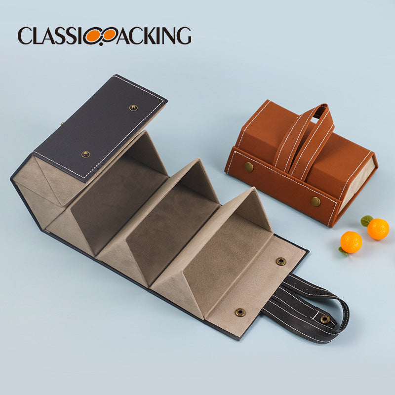 Multi-function jewelry glasses storage box, multi-lattice gift box, small grain pu leather, high-end quality handmade glasses case