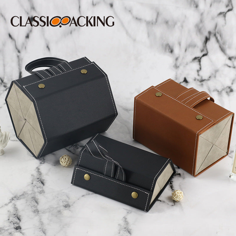 Multi-function jewelry glasses storage box, multi-lattice gift box, small grain pu leather, high-end quality handmade glasses case