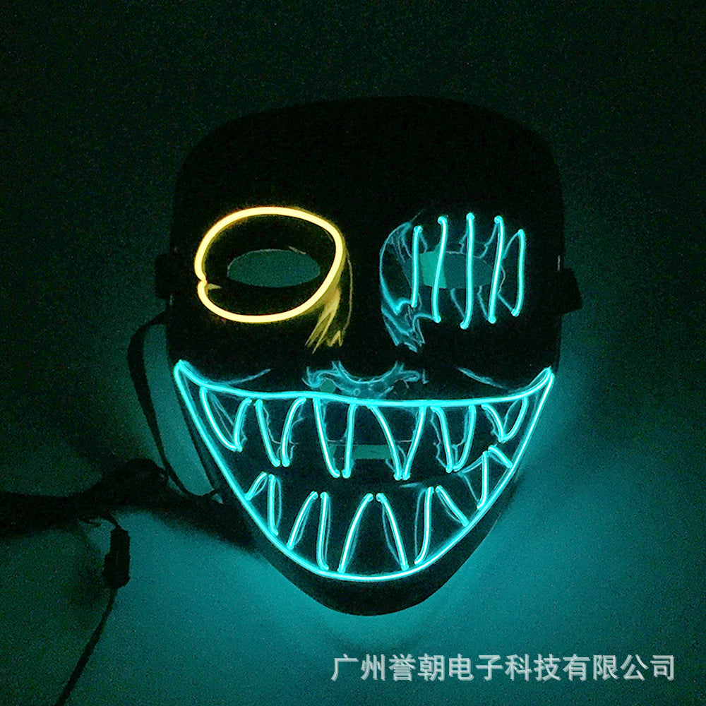 EL cold light glowing mask Halloween ghost festival ball V-shaped bloody horror show glowing props