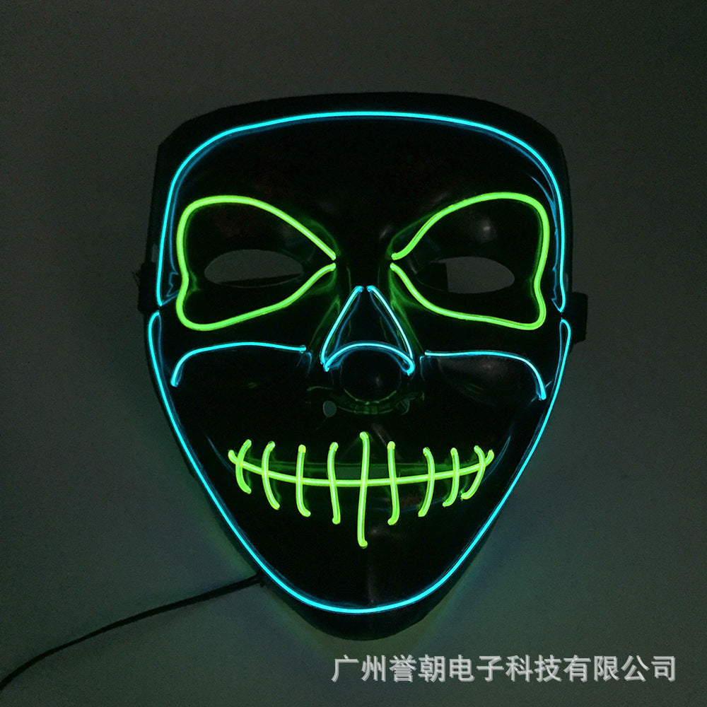 EL cold light glowing mask Halloween ghost festival ball V-shaped bloody horror show glowing props