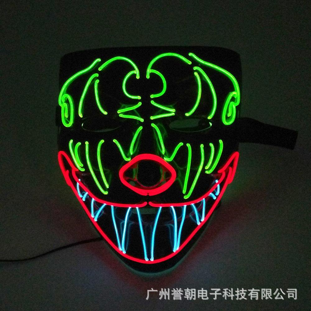 EL cold light glowing mask Halloween ghost festival ball V-shaped bloody horror show glowing props