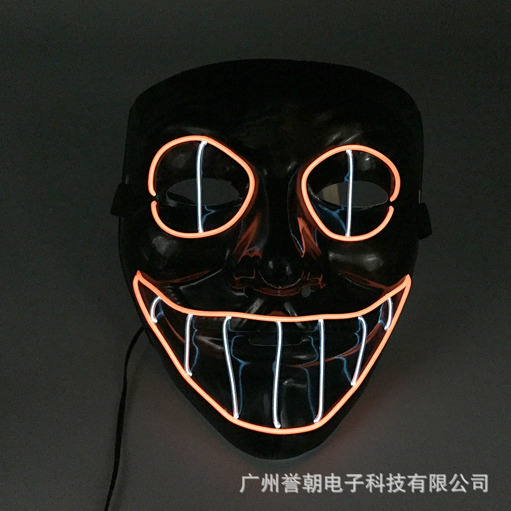 EL cold light glowing mask Halloween ghost festival ball V-shaped bloody horror show glowing props