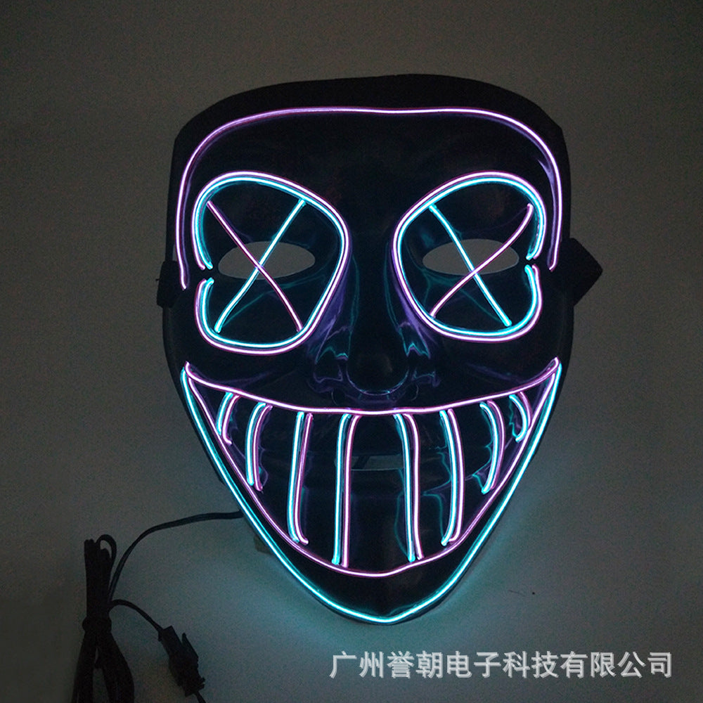 EL cold light glowing mask Halloween ghost festival ball V-shaped bloody horror show glowing props