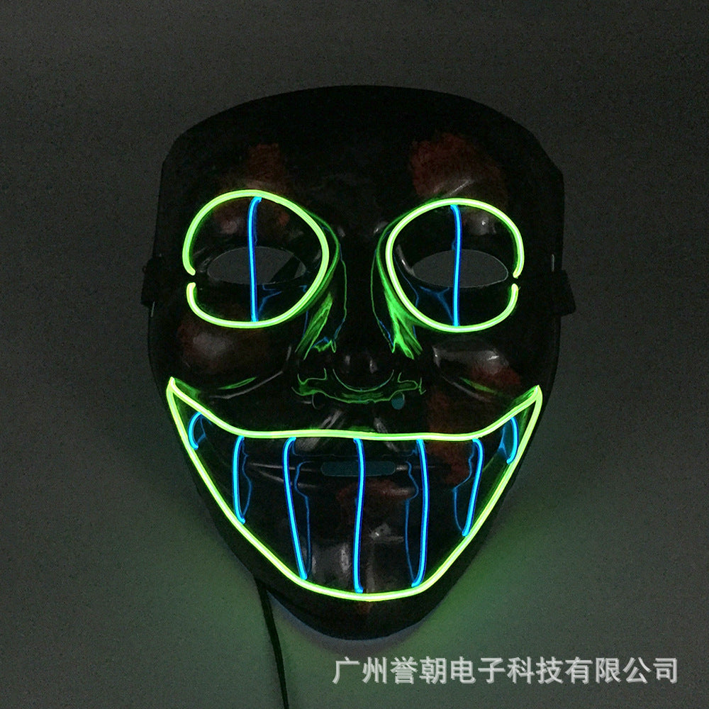 EL cold light glowing mask Halloween ghost festival ball V-shaped bloody horror show glowing props