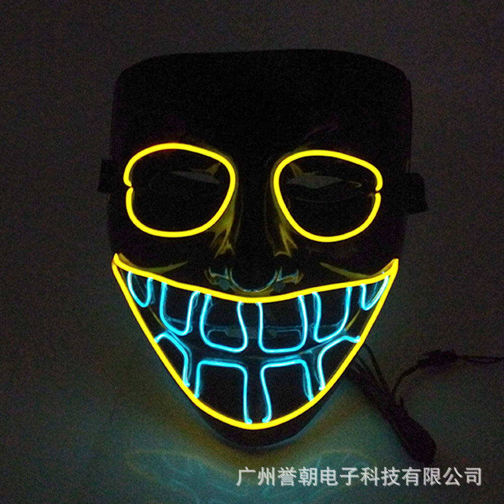 EL cold light glowing mask Halloween ghost festival ball V-shaped bloody horror show glowing props