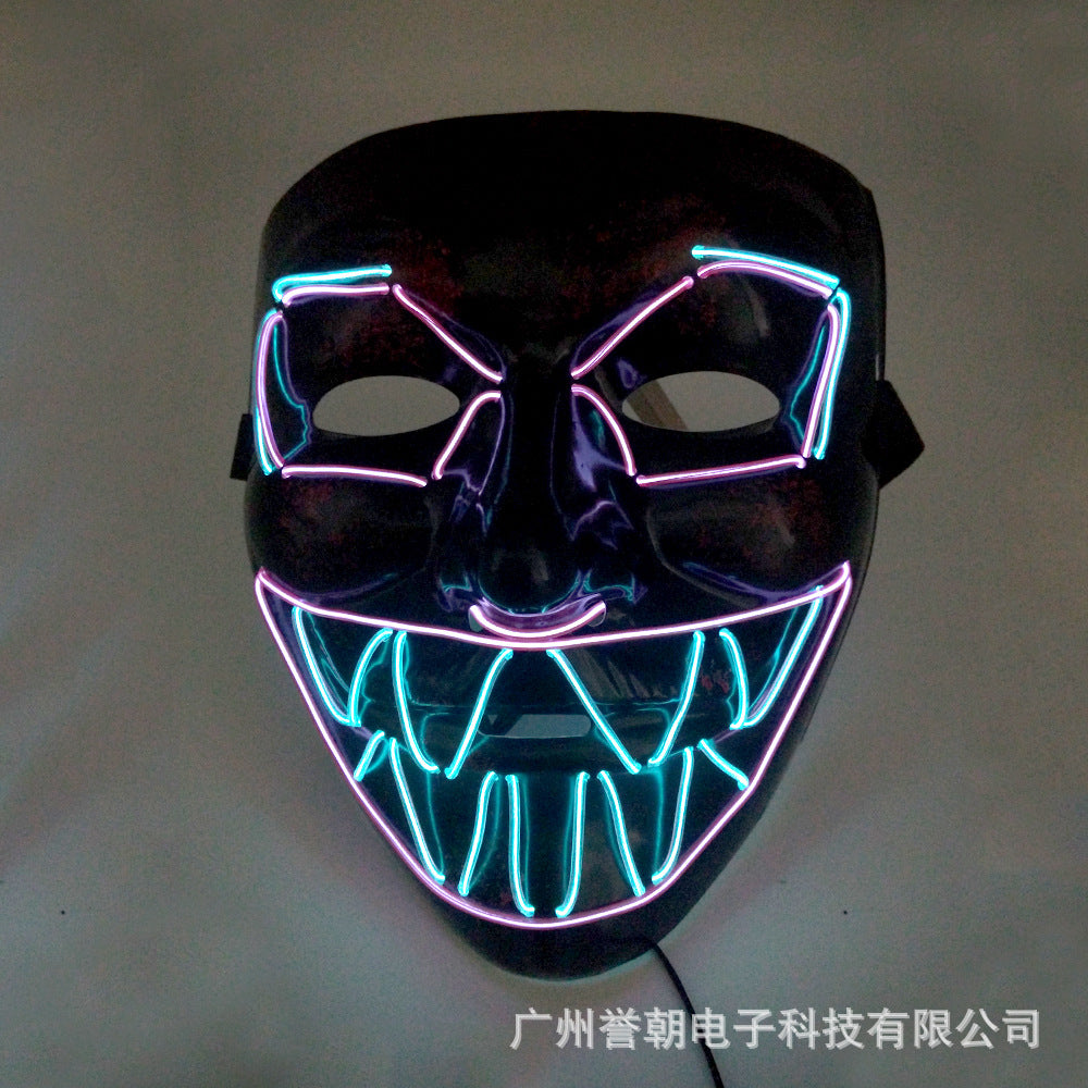 EL cold light glowing mask Halloween ghost festival ball V-shaped bloody horror show glowing props