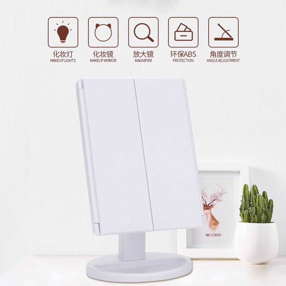 New LED makeup mirror table lamp three-sided folding touch-sensitive fill light mirror makeup mirror with light charging