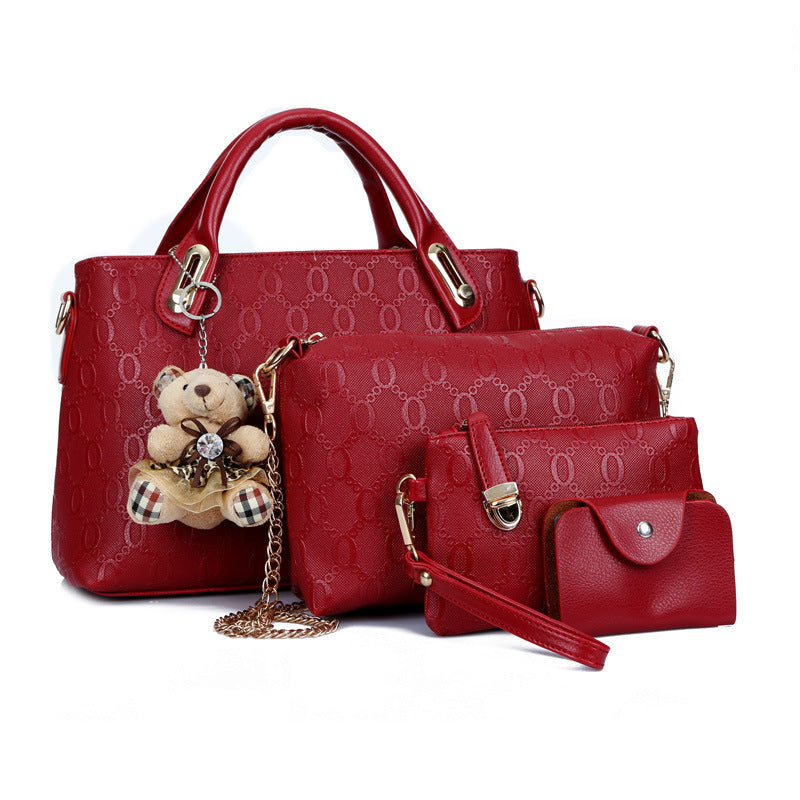 Cross-border women's bag 2024 new fashion leisure bear four-piece set mother-and-child bag shoulder crossbody handbag women's bag wholesale