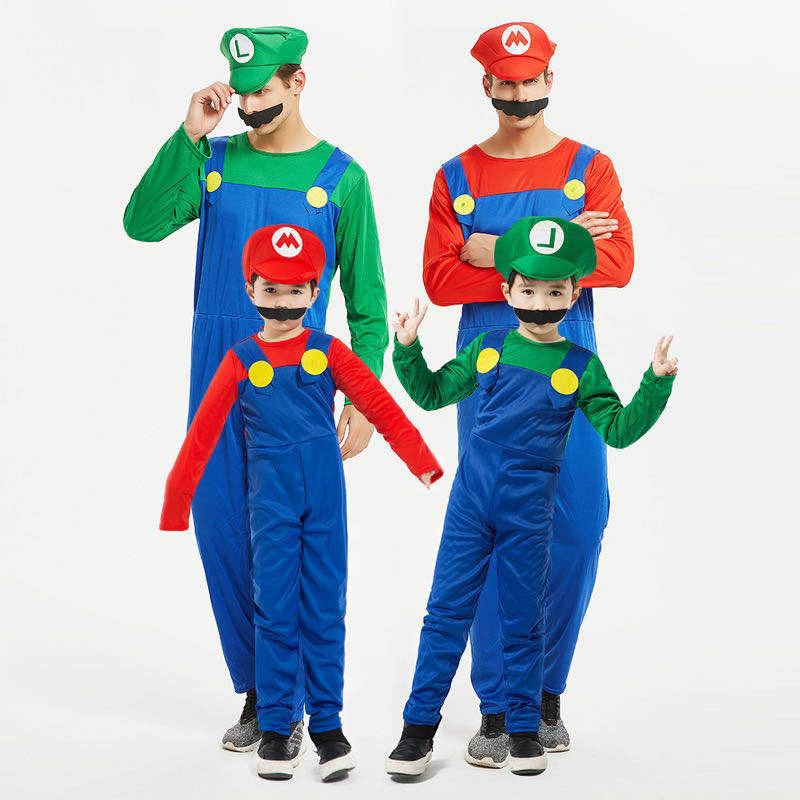 Halloween cosplay anime costumes parent-child role-playing children's Mario clothes Super Mario costumes