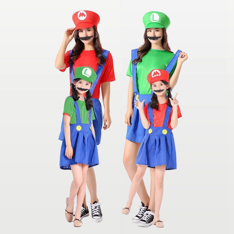 Halloween cosplay anime costumes parent-child role-playing children's Mario clothes Super Mario costumes