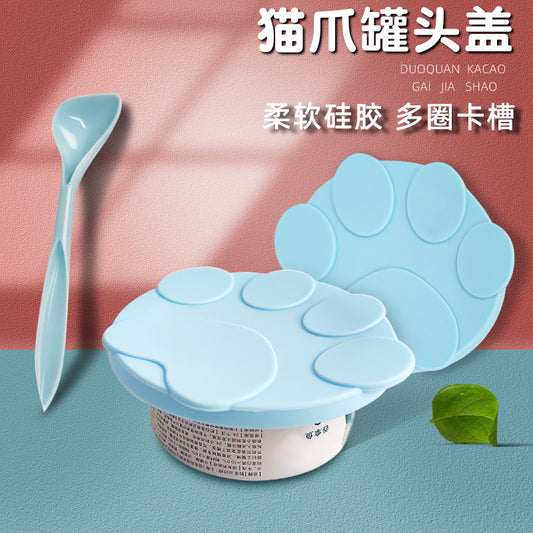 Pet cat can lid feeding spoon separate silicone lid dog cat sealing lid food spoon universal sealing lid