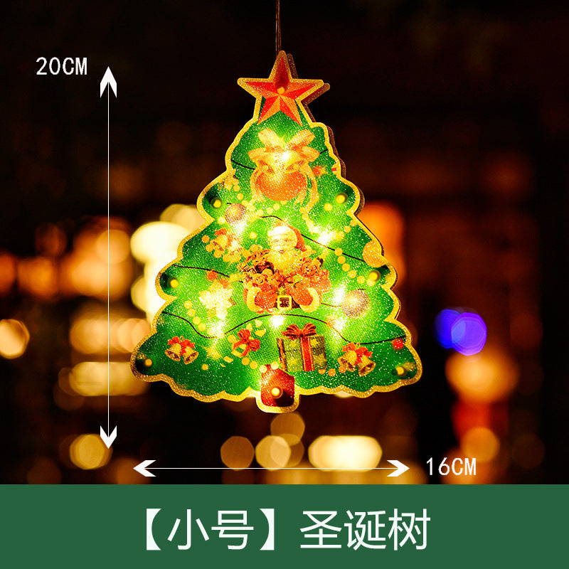 Cross-border Amazon Christmas Lights Window Stickers Hanging Lights Christmas Decorative Lights Window Shop LED Sucker Lights Small Lanterns