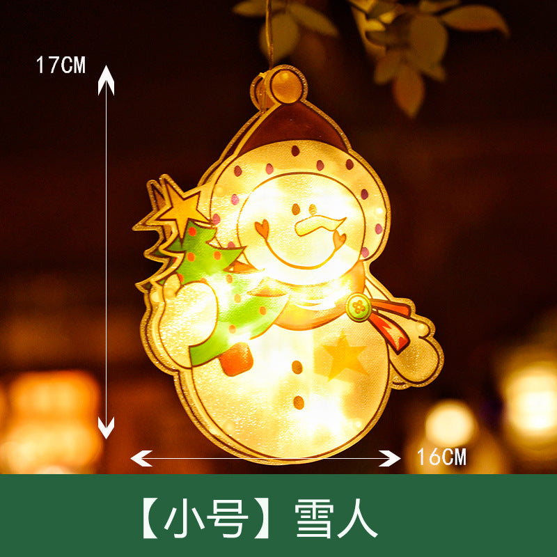 Cross-border Amazon Christmas Lights Window Stickers Hanging Lights Christmas Decorative Lights Window Shop LED Sucker Lights Small Lanterns