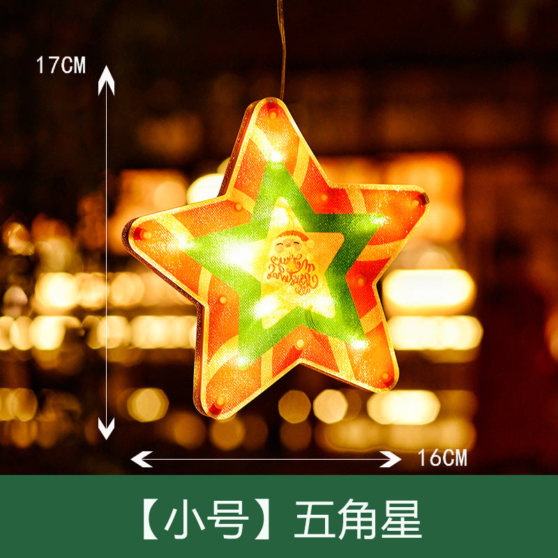 Cross-border Amazon Christmas Lights Window Stickers Hanging Lights Christmas Decorative Lights Window Shop LED Sucker Lights Small Lanterns